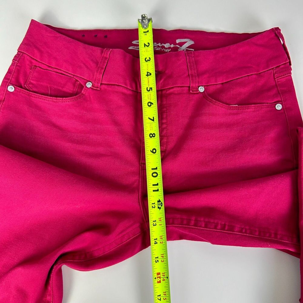 Seven7 Pink Tummyless Zip Fly High Rise‎ Skinny Casual Denim Jeans Size 16 - Picture 13 of 14
